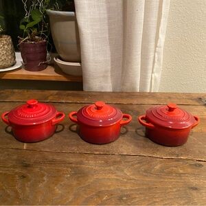 Le Creuset Cherry Red Mini Cocotte — Set of 3
